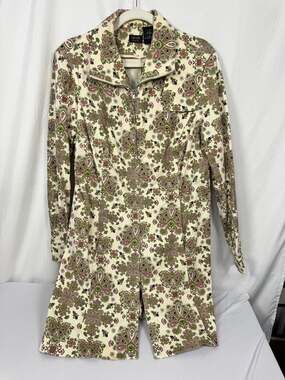 Nicole by Nicole Miller Vintage Floral Paisley Zip-Up Trench Coat Jacket Size 14